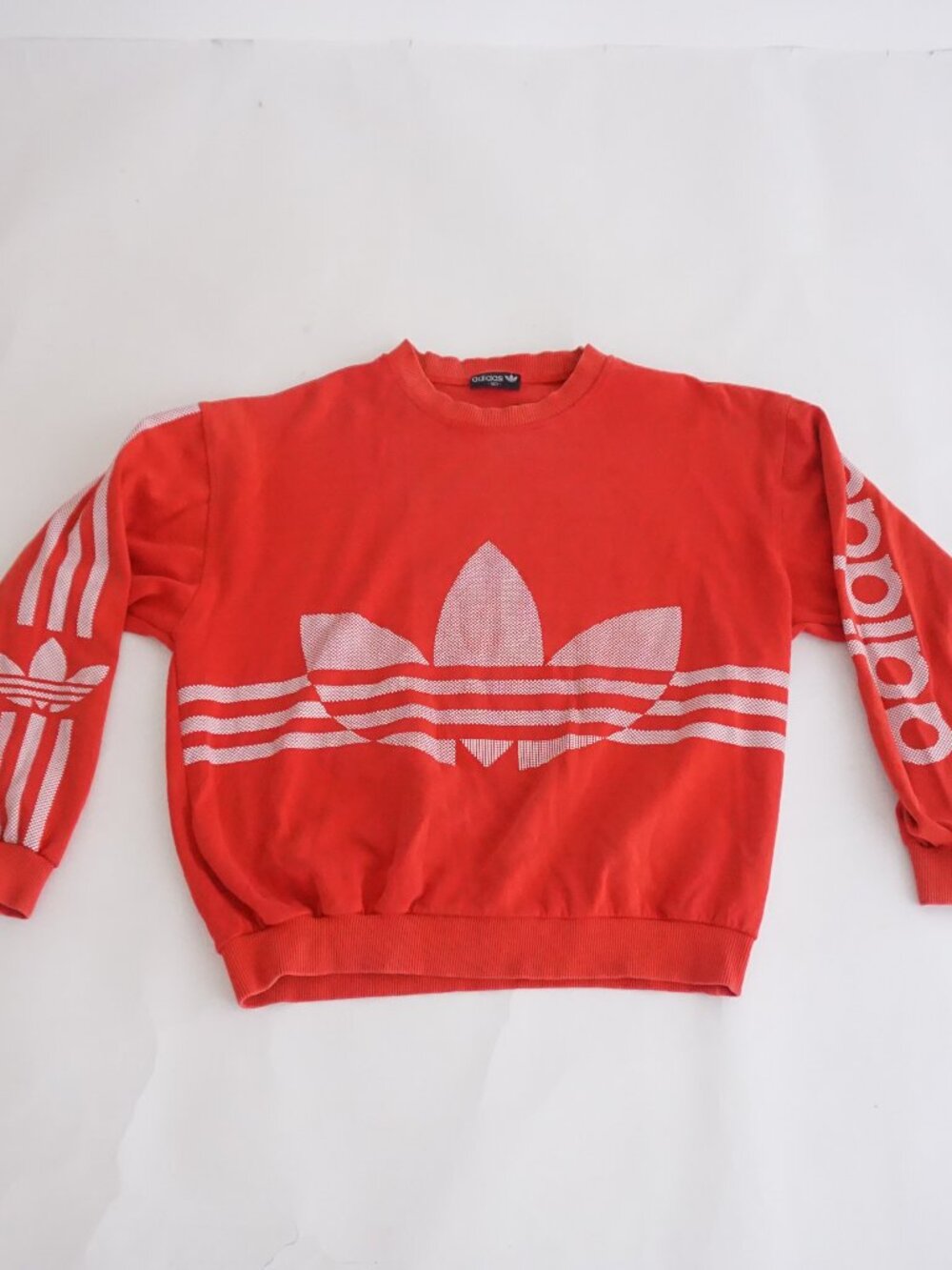 Vintage Adidas Red White Trefoil Logo Three Stripe Athletic Sportswear Sweater M